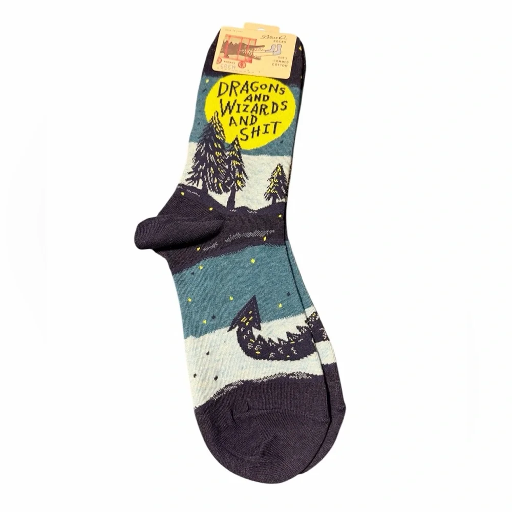 Blue Q Women's Crew Socks - Navy, Yellow, Light Blue, White